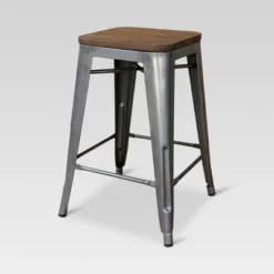 Set Of 2 Hampden Industrial 24" Counter Height Barstool Natural Metal - Threshold™ -Furniture Sales Store GUEST 00762724 3cb6 472a 9e01 ccd915223f51