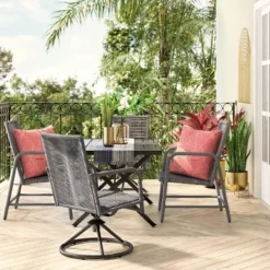 2pc Granby Padded Wicker Outdoor Patio Dining Chairs Swivel Chairs Gray - Threshold™