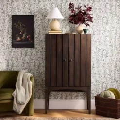 Palma Arched Fluted Cabinet Dark Brown - Threshold™ Designed With Studio McGee: Hardwood Frame, 2 Shelves, MDF Surface