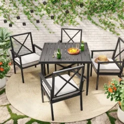 Searsburg Aluminum 4 Person Slat Top Square Patio Dining Table, Outdoor Furniture - Threshold™