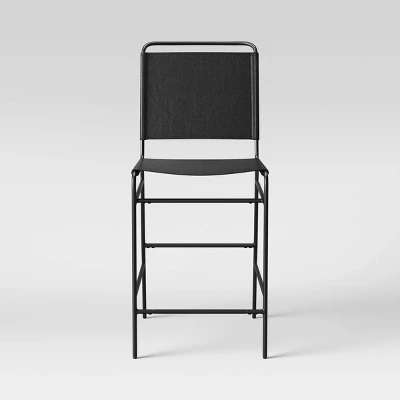 Ward Sling Metal Counter Height Barstool Black Faux Leather - Threshold™ 2 Ward Sling Metal Counter Height Barstool Black Faux Leather - Threshold™ - Image 2