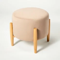 Elroy Round Velvet Ottoman With Wooden Legs - Threshold™ Designed With Studio McGee -Furniture Sales Store GUEST 13e14aa9 b8ef 4504 a404 2a753759c130