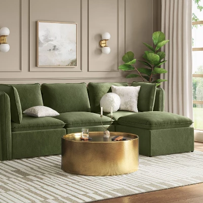 Haven Velvet Modular French Seam Sofa Chair Dark Green - Threshold™ 1 Haven Velvet Modular French Seam Sofa Chair Dark Green - Threshold™