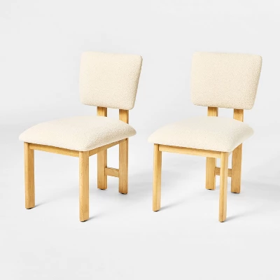 2pk Modern Upholstered Wood Dining Chair Cream - Threshold™ Designed With Studio McGee: Lacquered Rubberwood, Polyester Upholstery 1 2pk Modern Upholstered Wood Dining Chair Cream - Threshold™ Designed With Studio McGee: Lacquered Rubberwood, Polyester Upholstery