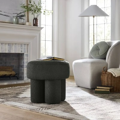 Boucle Fully Upholstered Accent Ottoman Stool - Threshold™ 5 Boucle Fully Upholstered Accent Ottoman Stool - Threshold™ - Image 5