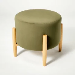 Elroy Round Velvet Ottoman With Wooden Legs - Threshold™ Designed With Studio McGee -Furniture Sales Store GUEST 1d22f669 2a10 491f 9147 d5d1729c7a8d