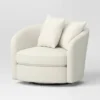 Oversized Upholstered Swivel Accent Chair With Pillows Cream Boucle - Threshold™