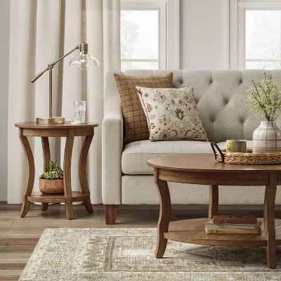 Shelburne Round Wood Accent Table Natural - Threshold™ 1 Shelburne Round Wood Accent Table Natural - Threshold™