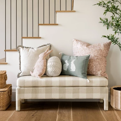 Bellfield Fully Upholstered Bench Checkered - Threshold™ Designed With Studio McGee 1 Bellfield Fully Upholstered Bench Checkered - Threshold™ Designed With Studio McGee