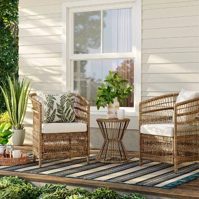 Mulberry 3pc Patio Chat Set - Natural - Threshold™ 1 Mulberry 3pc Patio Chat Set - Natural - Threshold™
