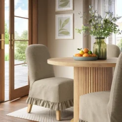 Rounded Back Slipcovered Dining Chair With Ruffle - Threshold™ -Furniture Sales Store GUEST 30362ace ce07 4d5e 9dde 26ff1115dcf8