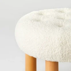 Kessler Round Tufted Faux Shearling Ottoman With Wood Legs Cream - Threshold™ Designed With Studio McGee -Furniture Sales Store GUEST 3b1d6757 dc2a 4c3b aa94 b7ae3aa27955