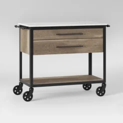 Derry Stone Top Mixed Material Kitchen Island Brown - Threshold™: Solid Hardwood, Storage, Wheels -Furniture Sales Store GUEST 4682ee99 bd91 48cd b488 b3eab25a3125