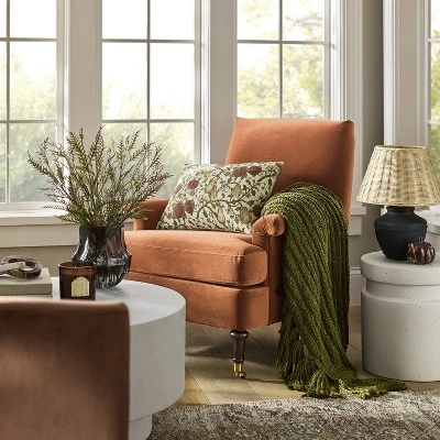 Mercer Rolled Upholstered Armchair With Casters - Threshold™ Designed With Studio McGee 1 Mercer Rolled Upholstered Armchair With Casters - Threshold™ Designed With Studio McGee