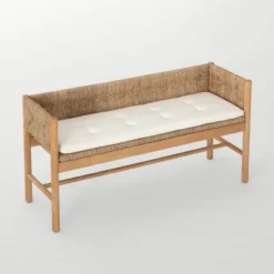 Elden Wood Bench With Woven Back And Loose Cushion Seat - Threshold™ Designed With Studio McGee 8 Elden Wood Bench With Woven Back And Loose Cushion Seat - Threshold™ Designed With Studio McGee -Furniture Sales Store GUEST 512a58d0 258b 4cd4 8401 add11f70e81d