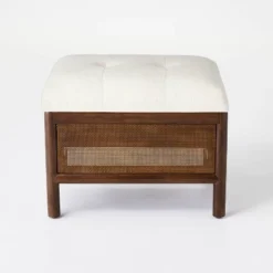 Woodspring Cane Base Ottoman Dark Walnut/Cream - Threshold™ Designed With Studio McGee -Furniture Sales Store GUEST 560810e0 5e18 4812 aa7e aeefd12f9c85