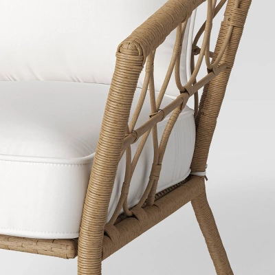 Steel And Wicker Britanna Rust Resistant Outdoor Patio Loveseat Arm Chair Light Brown - Threshold™ 4 Steel And Wicker Britanna Rust Resistant Outdoor Patio Loveseat Arm Chair Light Brown - Threshold™ - Image 4