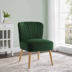 Chelidon Velvet Slipper Chair Green - Threshold™ -Furniture Sales Store GUEST 5719485c 1f7e 4310 95d0 4d96f29262e8