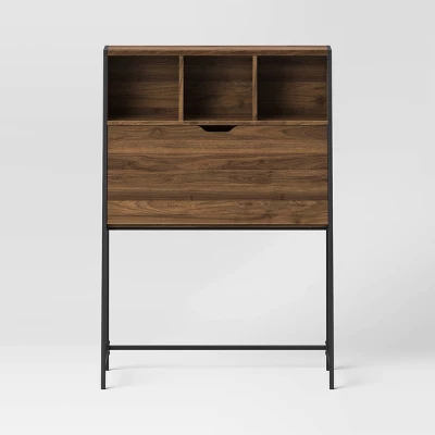 Loring Wood Secretary Desk With Hutch And Charging Station Walnut - Threshold™ 2 Loring Wood Secretary Desk With Hutch And Charging Station Walnut - Threshold™ - Image 2