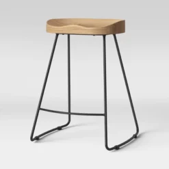 Hull Low Back Wood/Metal Counter Height Barstool - Threshold™ -Furniture Sales Store GUEST 63a54a2c 8629 4aa9 a5c4 d3154dc72e94
