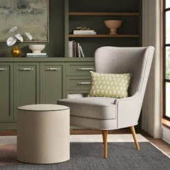 Contrast Welt Drum Ottoman In Velvet - Threshold™ -Furniture Sales Store GUEST 6ceab47d 0668 4dfe bc20 8c18c28502e8