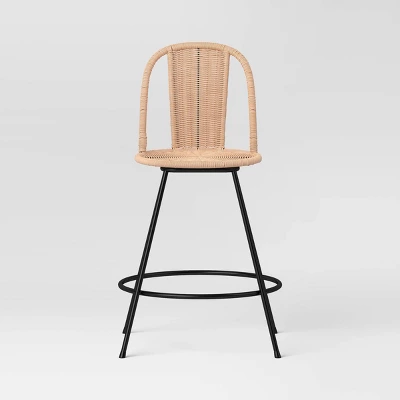 Olivine Rounded Back Woven Counter Height Barstool With Metal Legs Natural - Threshold™ 2 Olivine Rounded Back Woven Counter Height Barstool With Metal Legs Natural - Threshold™ - Image 2