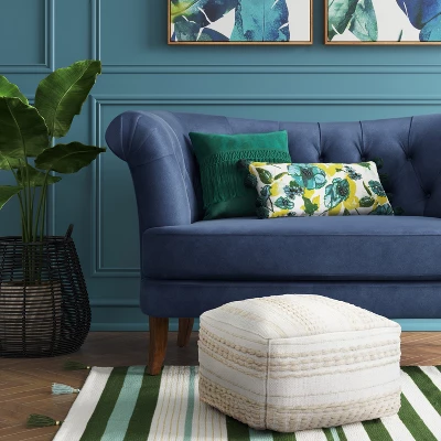 Lory Pouf Textured Neutral - Threshold™: Square Cotton Blend, Handmade, No Assembly Required 1 Lory Pouf Textured Neutral - Threshold™: Square Cotton Blend, Handmade, No Assembly Required