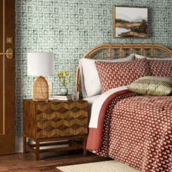 Full/Queen Corrie Rattan Headboard Light Brown - Threshold™: Boho Style, Wicker Detail, No Assembly Required