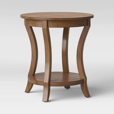Shelburne Round Wood Accent Table Natural - Threshold™ 2 Shelburne Round Wood Accent Table Natural - Threshold™ - Image 2