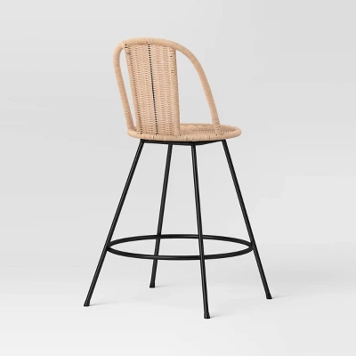 Olivine Rounded Back Woven Counter Height Barstool With Metal Legs Natural - Threshold™ 3 Olivine Rounded Back Woven Counter Height Barstool With Metal Legs Natural - Threshold™ - Image 3