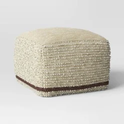 Branchville Square Pouf Cream Boucle - Threshold™: Transitional Style, No Assembly, Cotton & Wool Blend