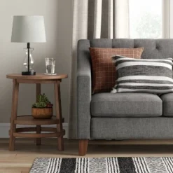 Haverhill Round Wood End Table Weathered Brown - Threshold™