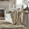 Kessler Swivel Accent Chair Cream Faux Shearling - Threshold™ Designed With Studio McGee: Luxury Glam Furniture, No Assembly Required