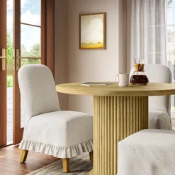 Rounded Back Slipcovered Dining Chair With Ruffle - Threshold™ -Furniture Sales Store GUEST 907d1c64 0293 496c aaff eba8d8bed35c