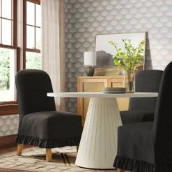 Rounded Back Slipcovered Dining Chair With Ruffle - Threshold™ -Furniture Sales Store GUEST 98e18652 ab6b 4bc9 9cb9 854822cb9492