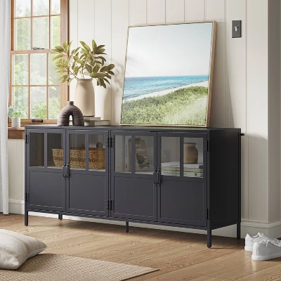 Half Glass TV Stand For TVs Up To 60" Black - Threshold™ 1 Half Glass TV Stand For TVs Up To 60" Black - Threshold™