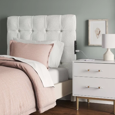 Twin Ryan Tufted Stick-on-the-Wall Dorm Headboard USB - Threshold™ 1 Twin Ryan Tufted Stick-on-the-Wall Dorm Headboard USB - Threshold™