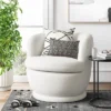 Dorton Round Swivel Barrel Chair Faux Shearling Cream - Threshold™