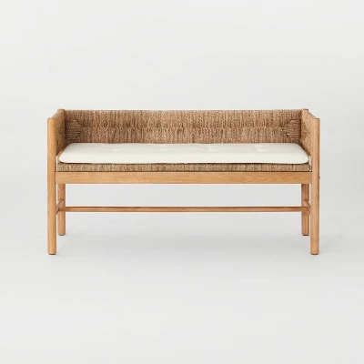 Elden Wood Bench With Woven Back And Loose Cushion Seat - Threshold™ Designed With Studio McGee 8 Elden Wood Bench With Woven Back And Loose Cushion Seat - Threshold™ Designed With Studio McGee - Image 8