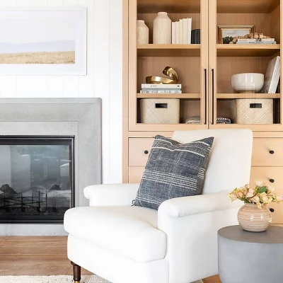 Mercer Rolled Upholstered Arm Chair With Casters Cream - Threshold™ Designed With Studio McGee 7 Mercer Rolled Upholstered Arm Chair With Casters Cream - Threshold™ Designed With Studio McGee - Image 7