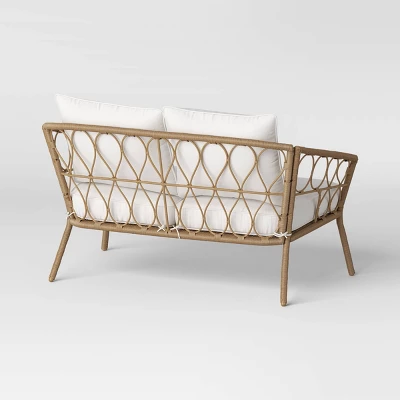 Steel And Wicker Britanna Rust Resistant Outdoor Patio Loveseat Arm Chair Light Brown - Threshold™ 3 Steel And Wicker Britanna Rust Resistant Outdoor Patio Loveseat Arm Chair Light Brown - Threshold™ - Image 3