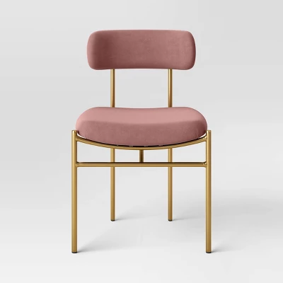 Orion Luxe Dining Chair With Brass Legs Blush Velvet - Threshold™ 2 Orion Luxe Dining Chair With Brass Legs Blush Velvet - Threshold™ - Image 2