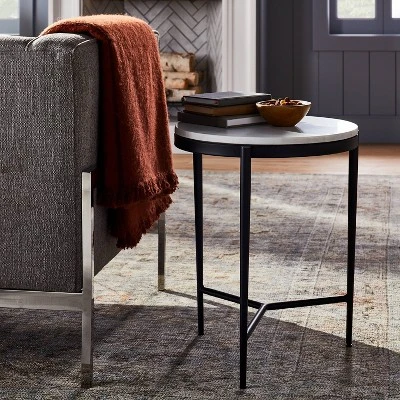 Pleasant Grove Round Marble End Table White - Threshold™ Designed With Studio McGee 1 Pleasant Grove Round Marble End Table White - Threshold™ Designed With Studio McGee
