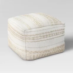 Lory Pouf Textured Neutral - Threshold™: Square Cotton Blend, Handmade, No Assembly Required 4 Lory Pouf Textured Neutral - Threshold™: Square Cotton Blend, Handmade, No Assembly Required -Furniture Sales Store GUEST d5691074 5c15 407a ab80 473a06a698a1