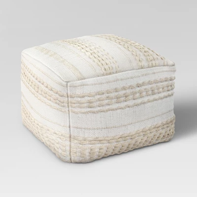 Lory Pouf Textured Neutral - Threshold™: Square Cotton Blend, Handmade, No Assembly Required 2 Lory Pouf Textured Neutral - Threshold™: Square Cotton Blend, Handmade, No Assembly Required - Image 2