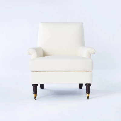 Mercer Rolled Upholstered Arm Chair With Casters Cream - Threshold™ Designed With Studio McGee 2 Mercer Rolled Upholstered Arm Chair With Casters Cream - Threshold™ Designed With Studio McGee - Image 2