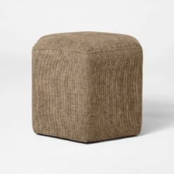 Hex Upholstered Ottoman Tan - Threshold™ Designed With Studio McGee