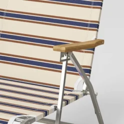Striped Aluminum Beach Lounger With Wood Arms - Threshold™ -Furniture Sales Store GUEST df789a71 0257 4fd1 9821 4102e7b5fb20