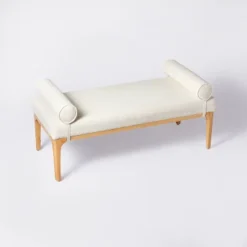 Randolph Bench With Bolster Pillows Linen - Threshold™ Designed With Studio McGee -Furniture Sales Store GUEST df9c0bbe 939e 489c adae 0e3b5fe3d6f7