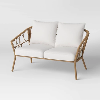 Steel And Wicker Britanna Rust Resistant Outdoor Patio Loveseat Arm Chair Light Brown - Threshold™ 7 Steel And Wicker Britanna Rust Resistant Outdoor Patio Loveseat Arm Chair Light Brown - Threshold™ - Image 7